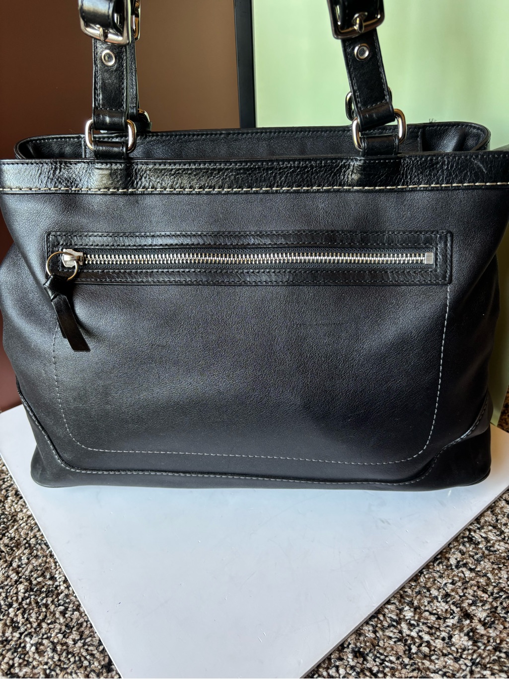 Coach Hampton Carryall Classic Black Leather Bag